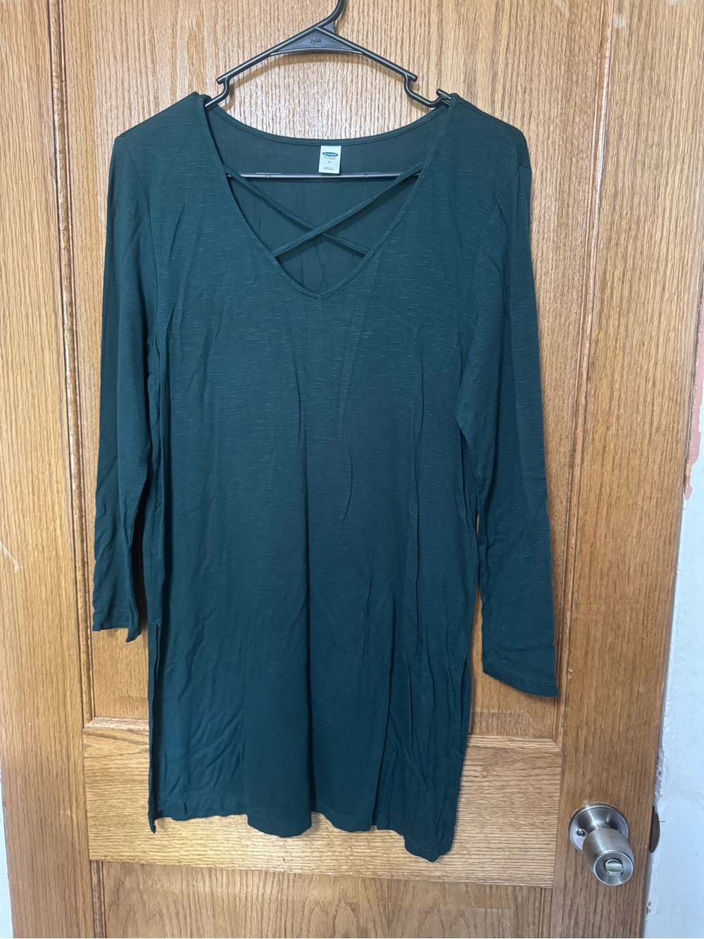 Old Navy Dark Green Long Sleeve V-Neck Tunic with Crisscross